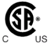 CSA C US logo indicating product is tested by CSA to meet U.S. and Canadian Standards.